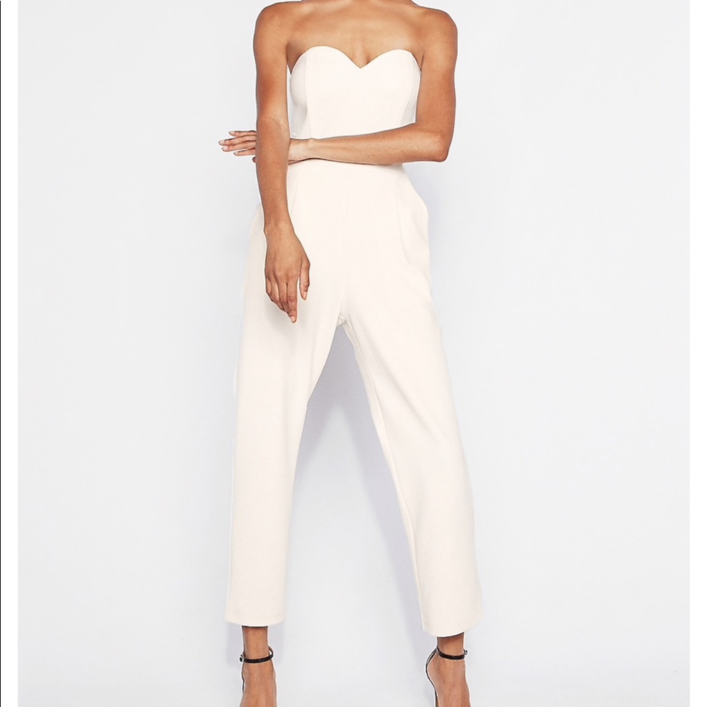 White EXPRESS strapless jumpsuit NWT